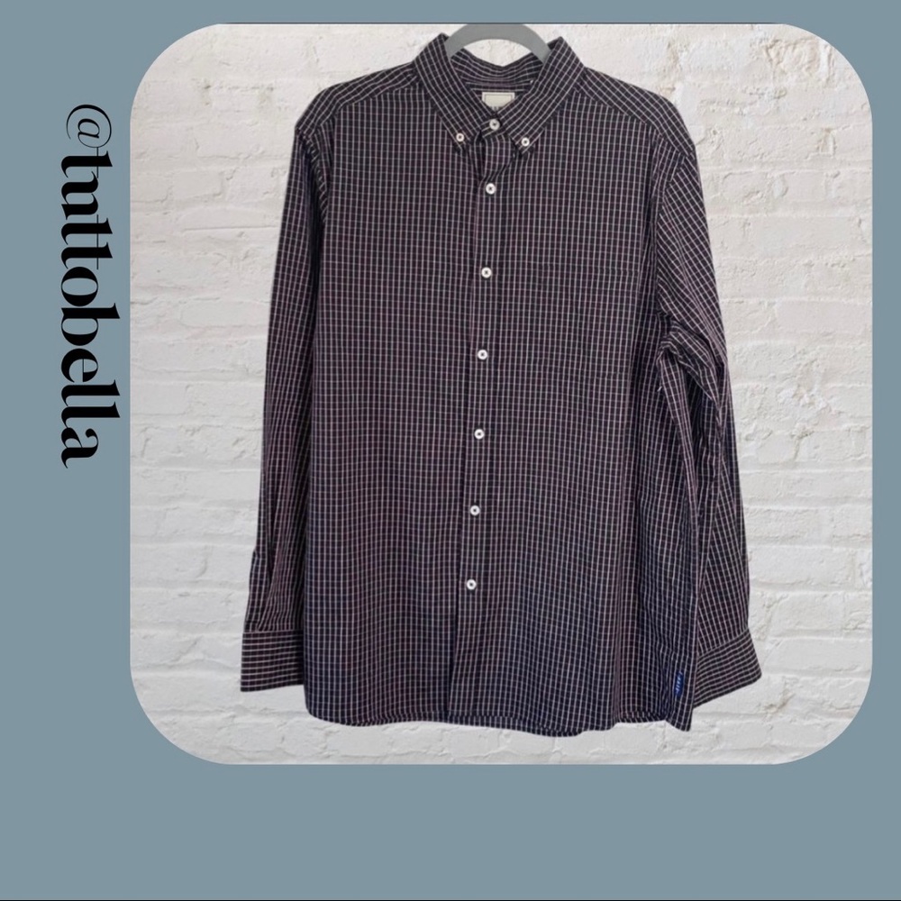 Rowm Black & Red Plaid Button Down Shirt SIze Large